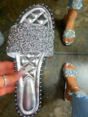 Silver glitter sandals