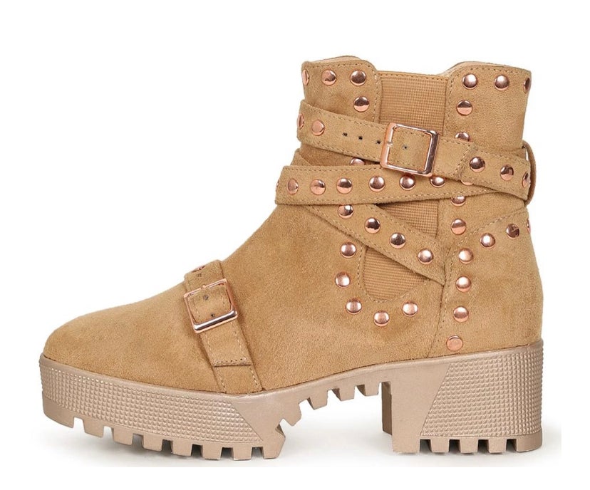 Tan stud boots